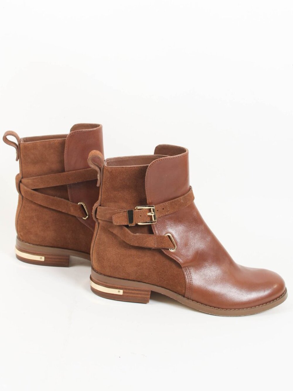 Michael Kors Brown Leather Suede Buckle Ankle Booties 5.5M